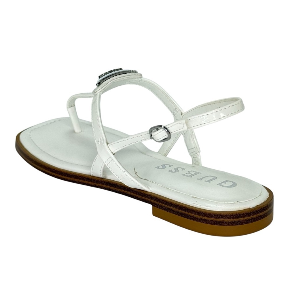 Guess Los Angeles Rainey White Patent Leather Womens Thong Sandals Size 6.5M - Picture 4 of 11